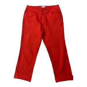 Caribbean Joe Womens 12 32X27 Red Cropped Stretch Jeans Cotton Blend EUC